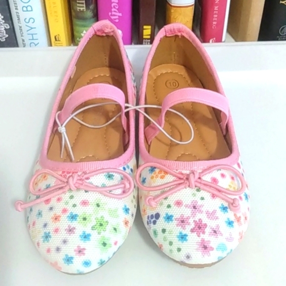 RAMPAGE GIRLS PINK WHITE FLORAL BALLERINA SLIP-ON FLATS SIZE 10 NWT - Picture 2 of 11